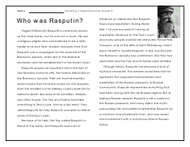 Rasputin Worksheet