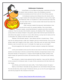 Halloween Creatures Worksheet