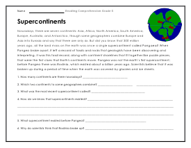 Supercontinents Worksheet