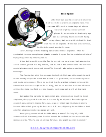 Into Space Worksheet