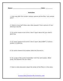 Subway Multiple Choice Worksheet