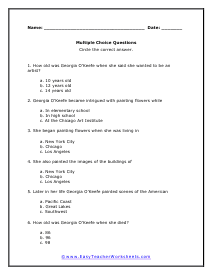 Flowers Multiple Choice Worksheet