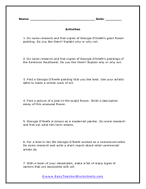 Flowers Activities Worksheet