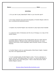 Scottie Activities Worksheet