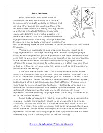 Body Language Worksheet