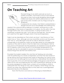 Teaching Art Worksheet