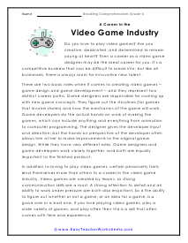 Video Game Industry Worksheet