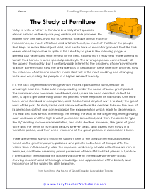 Study of Furniture Worksheet