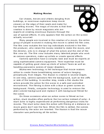 Making Movies Worksheet