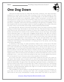 One Dog Down Reading Worksheet