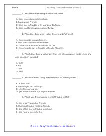 Ermengarde Short Answer Worksheet