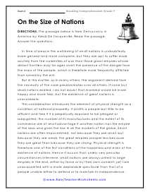 Size of Nations Reading Worksheet