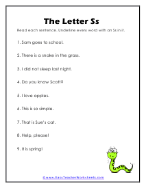 Letter S Worksheet