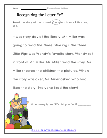 Letter E Worksheet