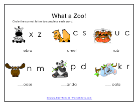 Zoo Worksheet