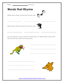 Words that Rhyme Worksheet