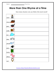 One at a Time Worksheet