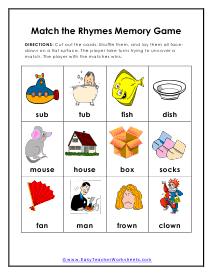 Memory Game Worksheet