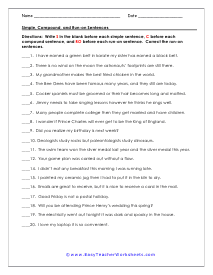 Sentence Worksheet