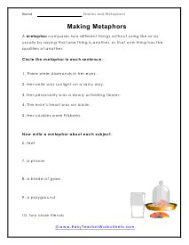 Metaphors Worksheet