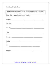 Color Words Worksheet