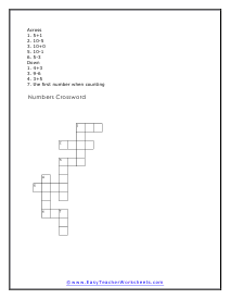Number Crossword Worksheet