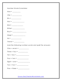 Number Scrambler Worksheet