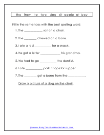 Basic Vocabulary Worksheet