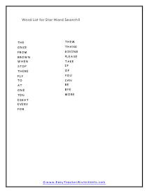 Star List Worksheet