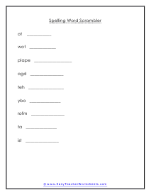 Word Scrambler Worksheet