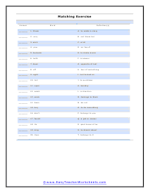 Matching Worksheet