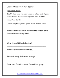 Lesson Three Worksheet