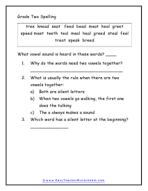 Spelling Rules Worksheet
