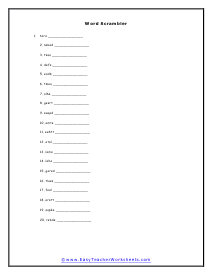 Word Scramble Worksheet