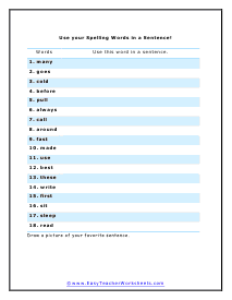 Make a Sentence Worksheet