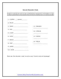 Secret Decoder Worksheet