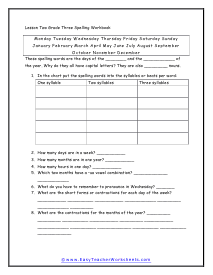 Lesson Two Worksheet