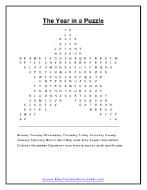 Year in a Puzzle Worksheet