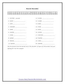 Secret Decoder Worksheet