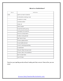 Definition Worksheet