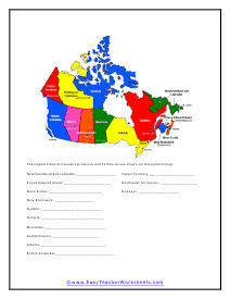 Provinces Worksheet