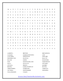 Canadian Word Find