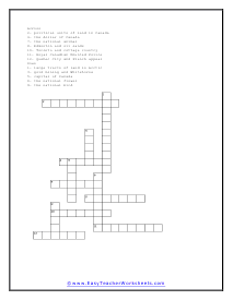 Canada Crossword Worksheet