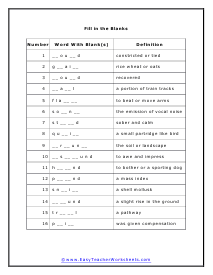 Vocabulary Worksheet