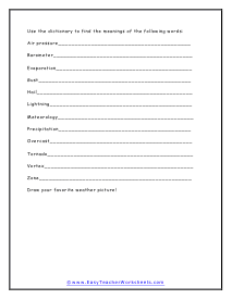 Dictionary Worksheet