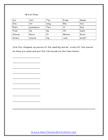 Word Chop Worksheet