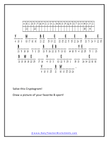 Sport Cryptogram Worksheet