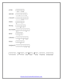 Word Unscramble Worksheet