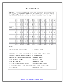 Vocabulary Maze Worksheet