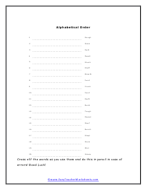 Alphabetical Order Worksheet